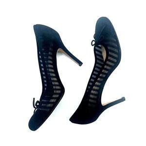 Kate Spade Black Tie Suede Dainty Heels Pumps womens size 8